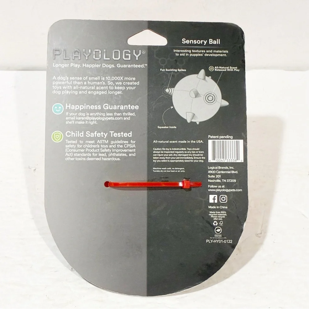 Playology Ball for Sensory Development Red All Natural Beef‎ Scent Dog Puppy Toy